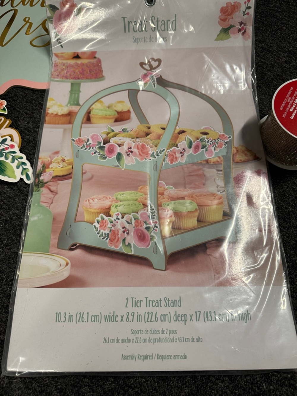 2-Tier Floral Treat Stand - Mint